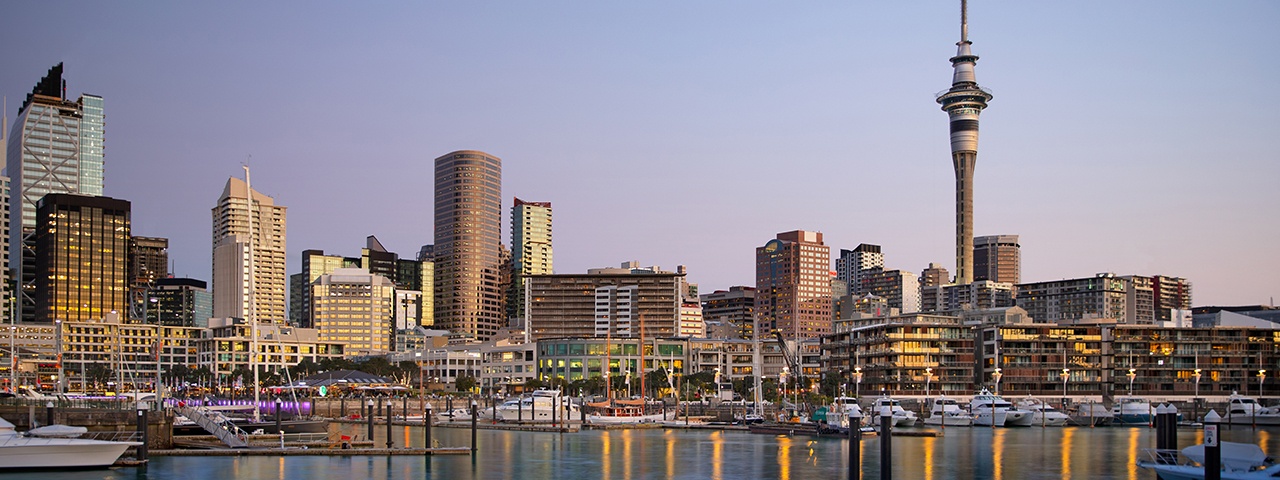 Auckland Viaduct Harbour at dusk