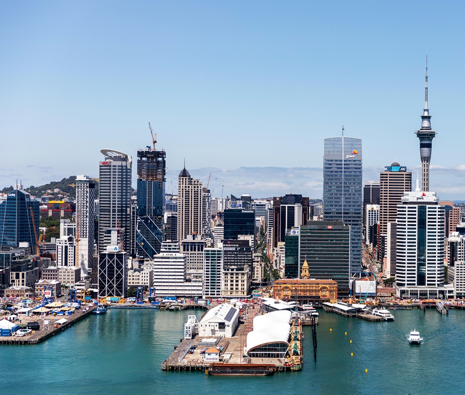 Auckland water front with the city in the background