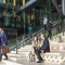 Delegates on stairs