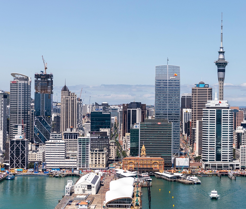 Auckland water front with the city in the background