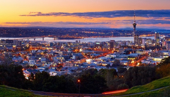 Auckland city's Sky tower can be seen from many parts of the city